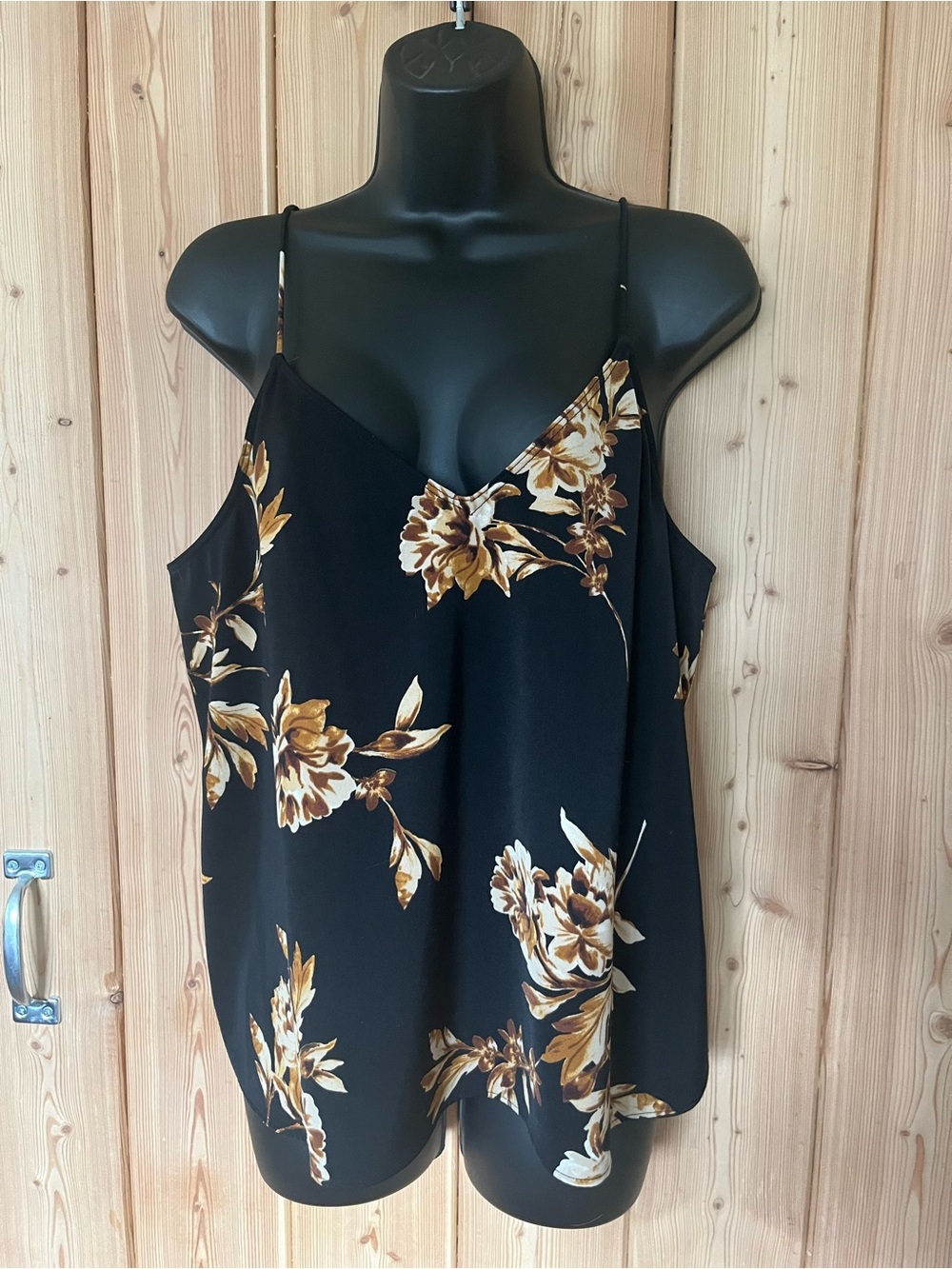 Dynamite Black Cami with Brown Floral Print